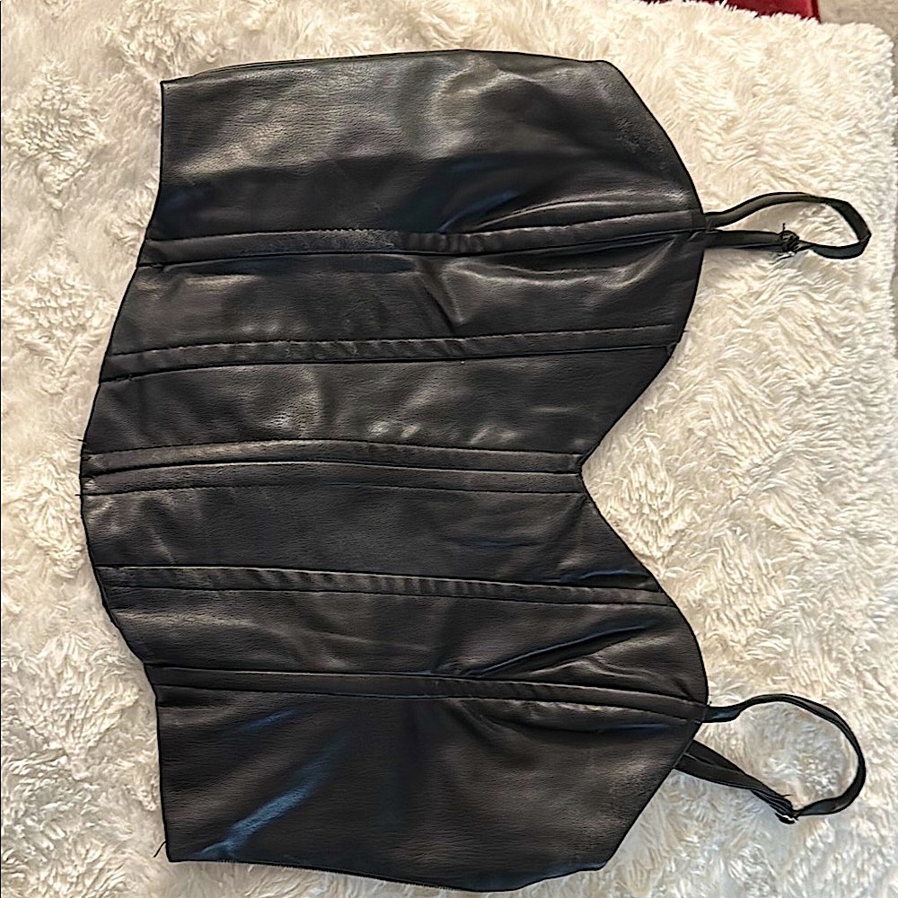 Zara XS Black Leather Bustier Top